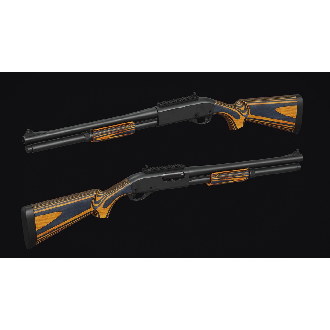 Remington 870 Shotgun 3D Model – Low Poly Game Asset, FBX, PBR - View 12