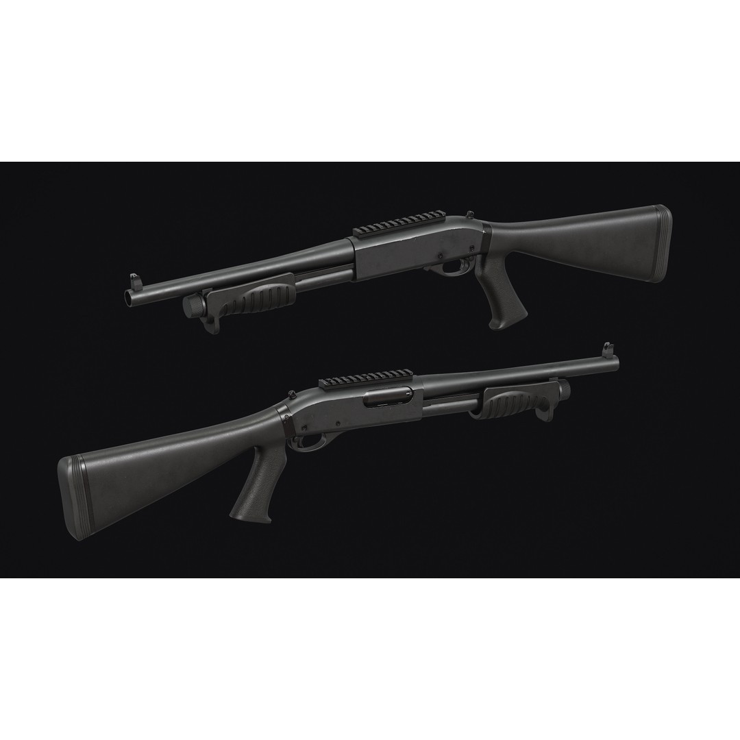 Remington 870 Shotgun 3D Model – Low Poly Game Asset, FBX, PBR - View 13