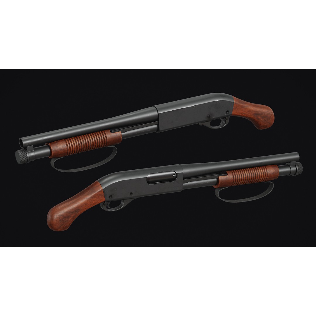 Remington 870 Shotgun 3D Model – Low Poly Game Asset, FBX, PBR - View 14