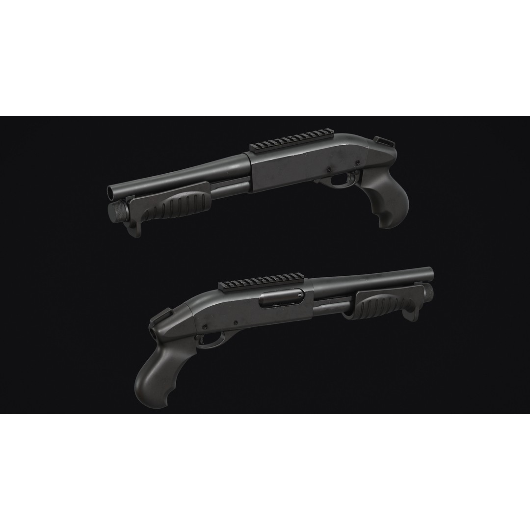 Remington 870 Shotgun 3D Model – Low Poly Game Asset, FBX, PBR - View 16