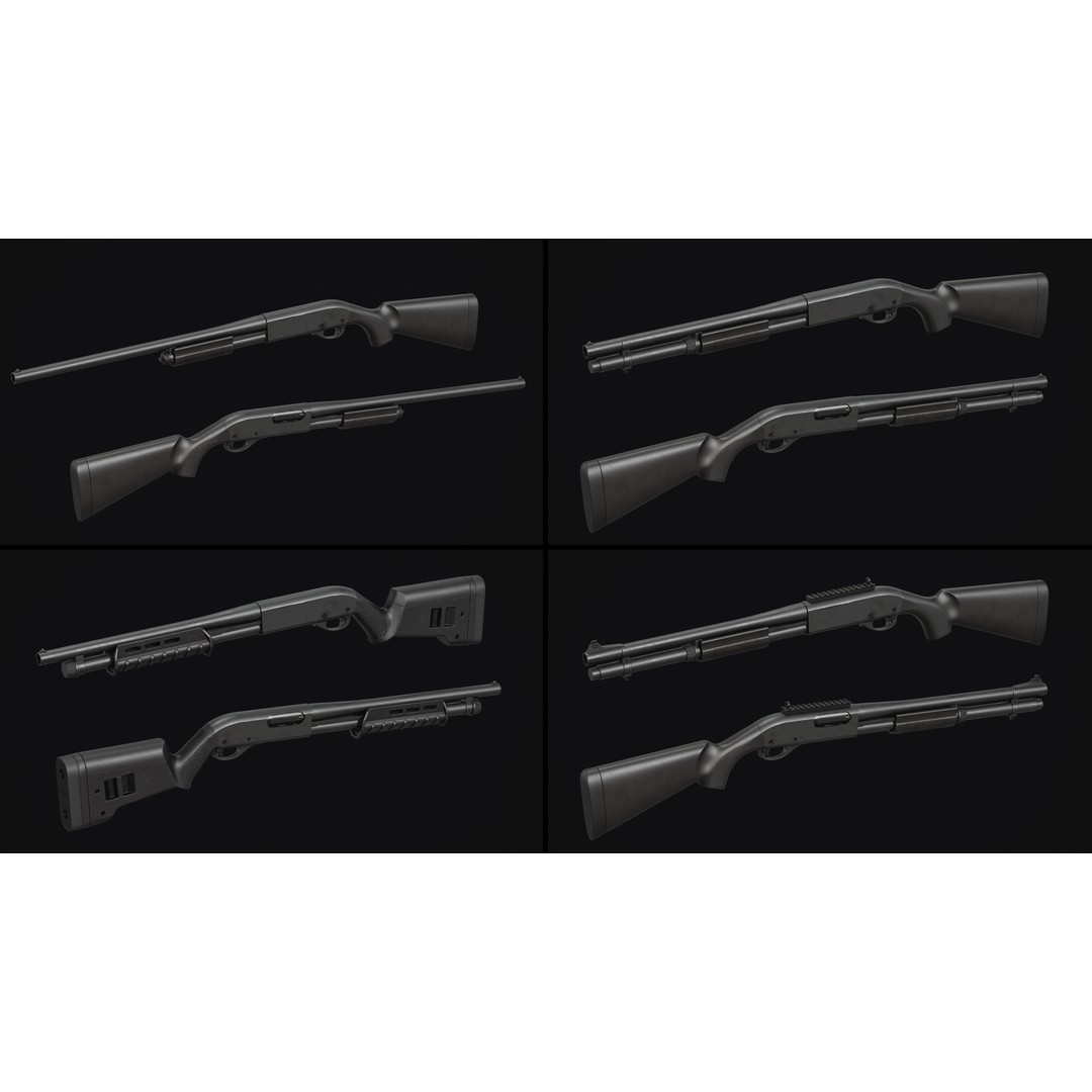 Remington 870 Shotgun 3D Model – Low Poly Game Asset, FBX, PBR - View 17