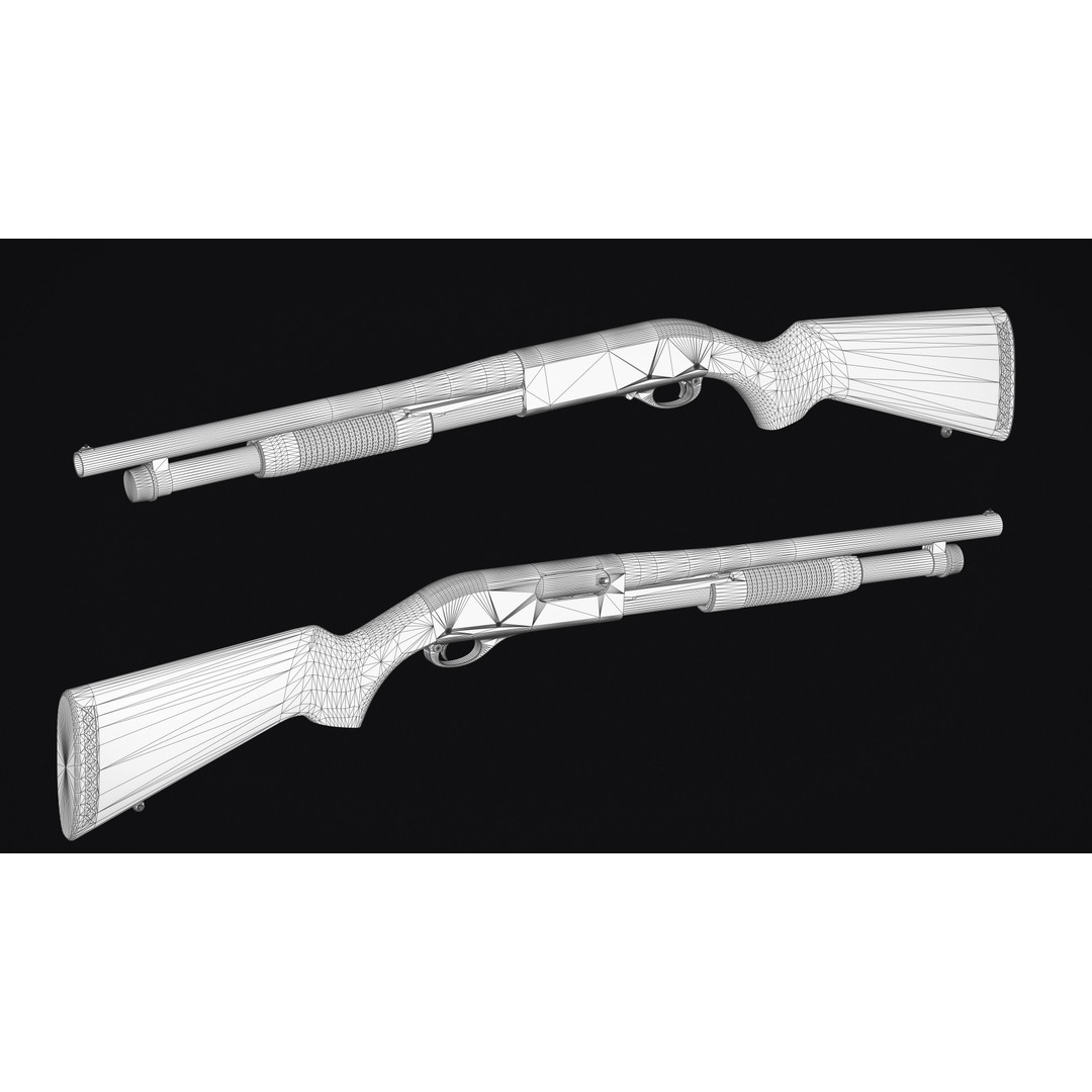 Remington 870 Shotgun 3D Model – Low Poly Game Asset, FBX, PBR - View 23