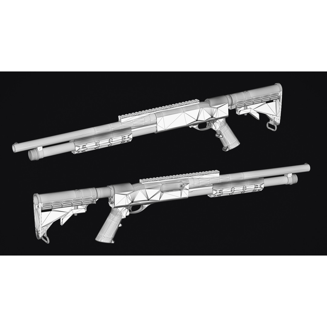 Remington 870 Shotgun 3D Model – Low Poly Game Asset, FBX, PBR - View 24