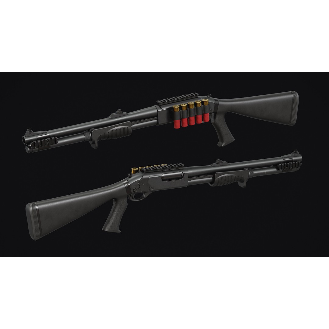 Remington 870 Shotgun 3D Model – Low Poly Game Asset, FBX, PBR - View 3