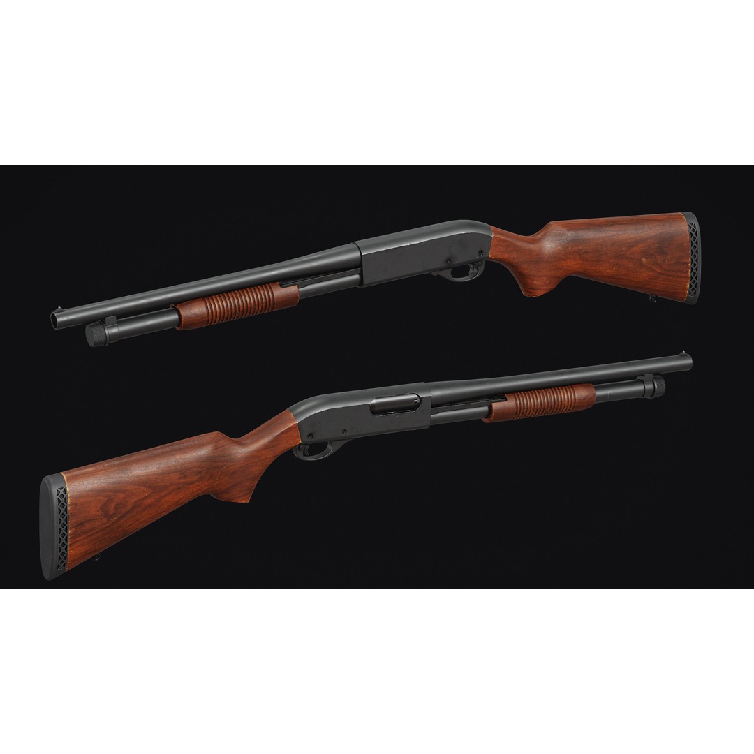 Remington 870 Shotgun 3D Model – Low Poly Game Asset, FBX, PBR - View 4