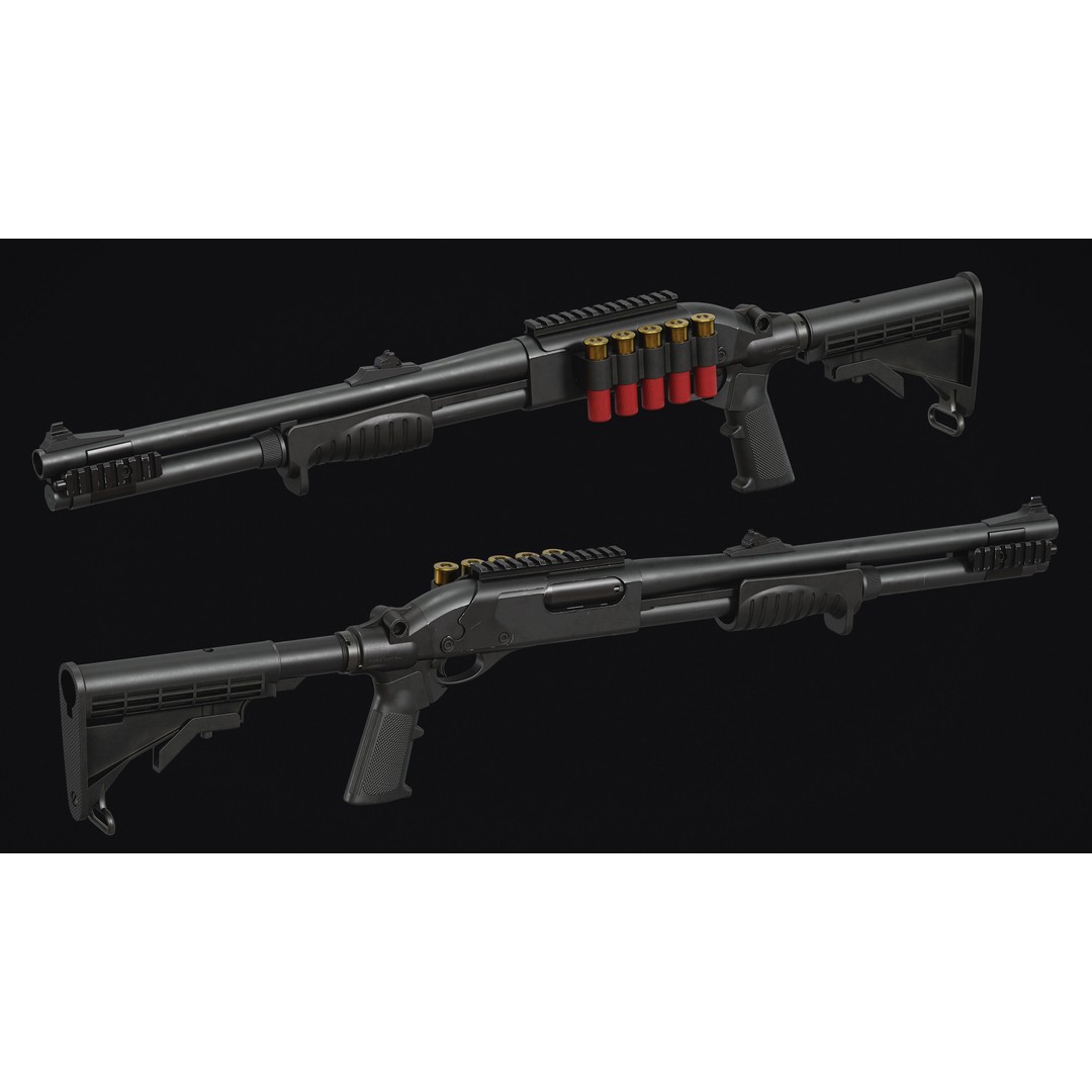 Remington 870 Shotgun 3D Model – Low Poly Game Asset, FBX, PBR - View 5