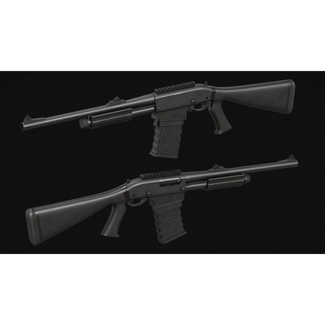 Remington 870 Shotgun 3D Model – Low Poly Game Asset, FBX, PBR - View 6
