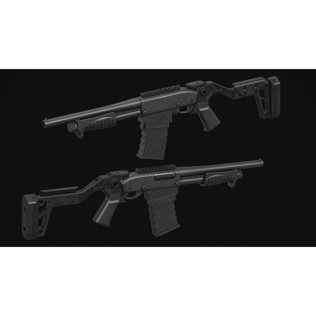 Remington 870 Shotgun 3D Model – Low Poly Game Asset, FBX, PBR - View 7