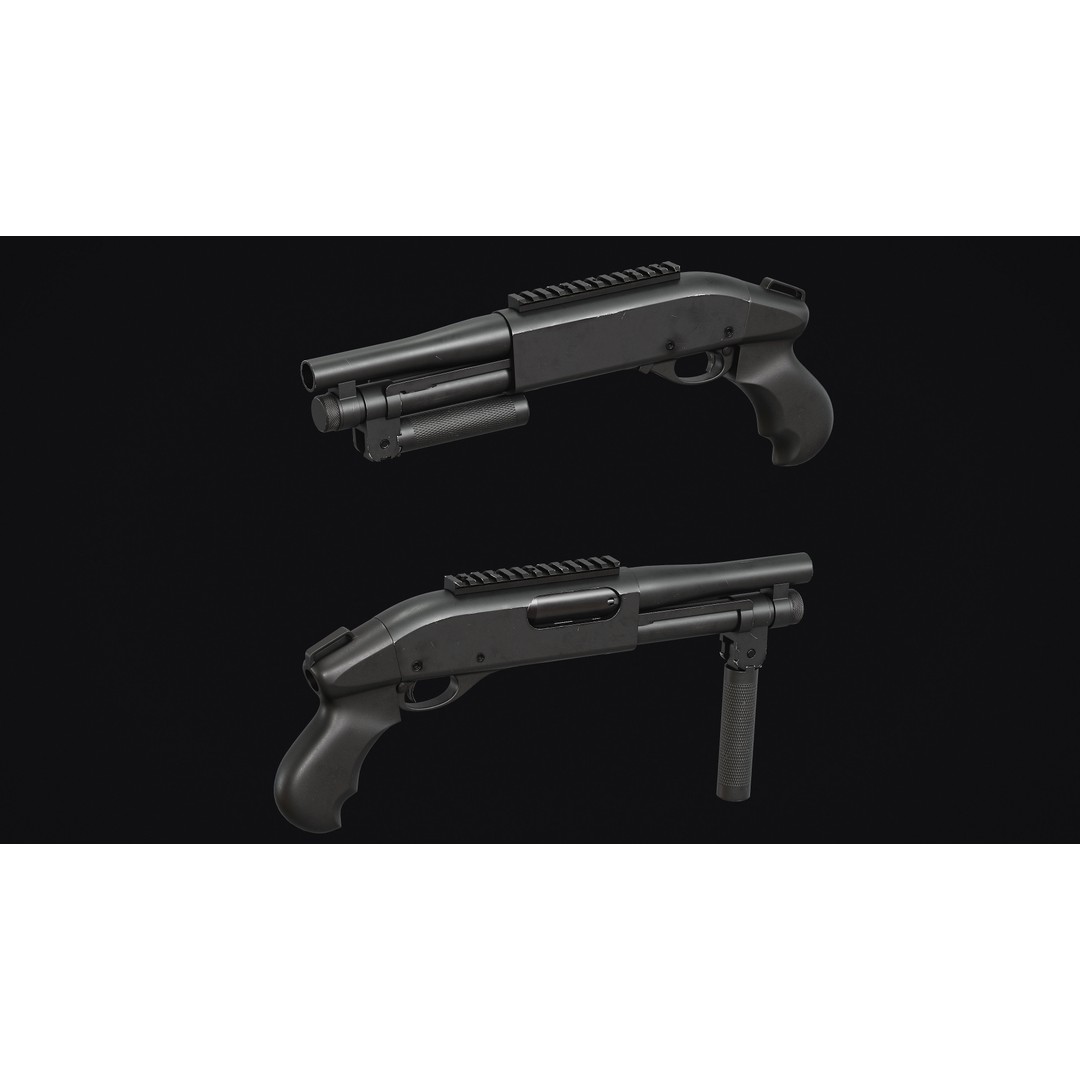Remington 870 Shotgun 3D Model – Low Poly Game Asset, FBX, PBR - View 9