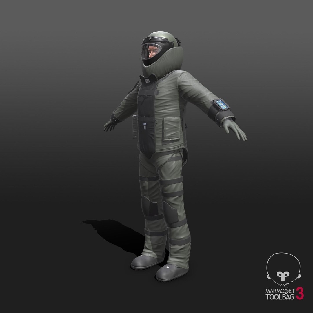 Bomb Suit EOD 3D Model – Low Poly Rigged Character with PBR Textures - View 16