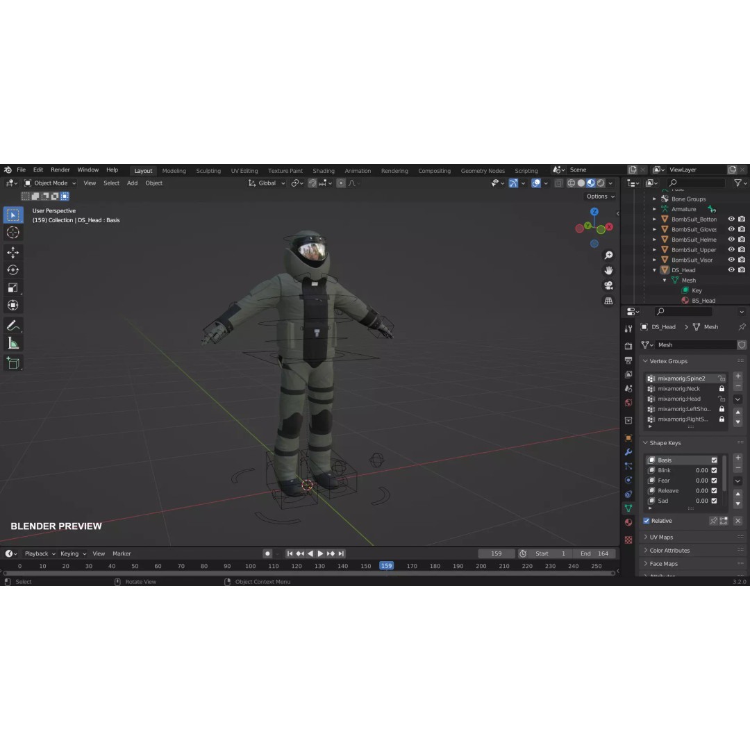 Bomb Suit EOD 3D Model – Low Poly Rigged Character with PBR Textures - View 21