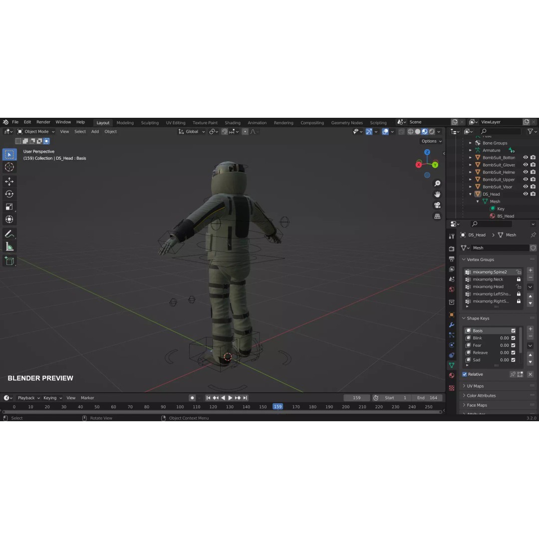 Bomb Suit EOD 3D Model – Low Poly Rigged Character with PBR Textures - View 22