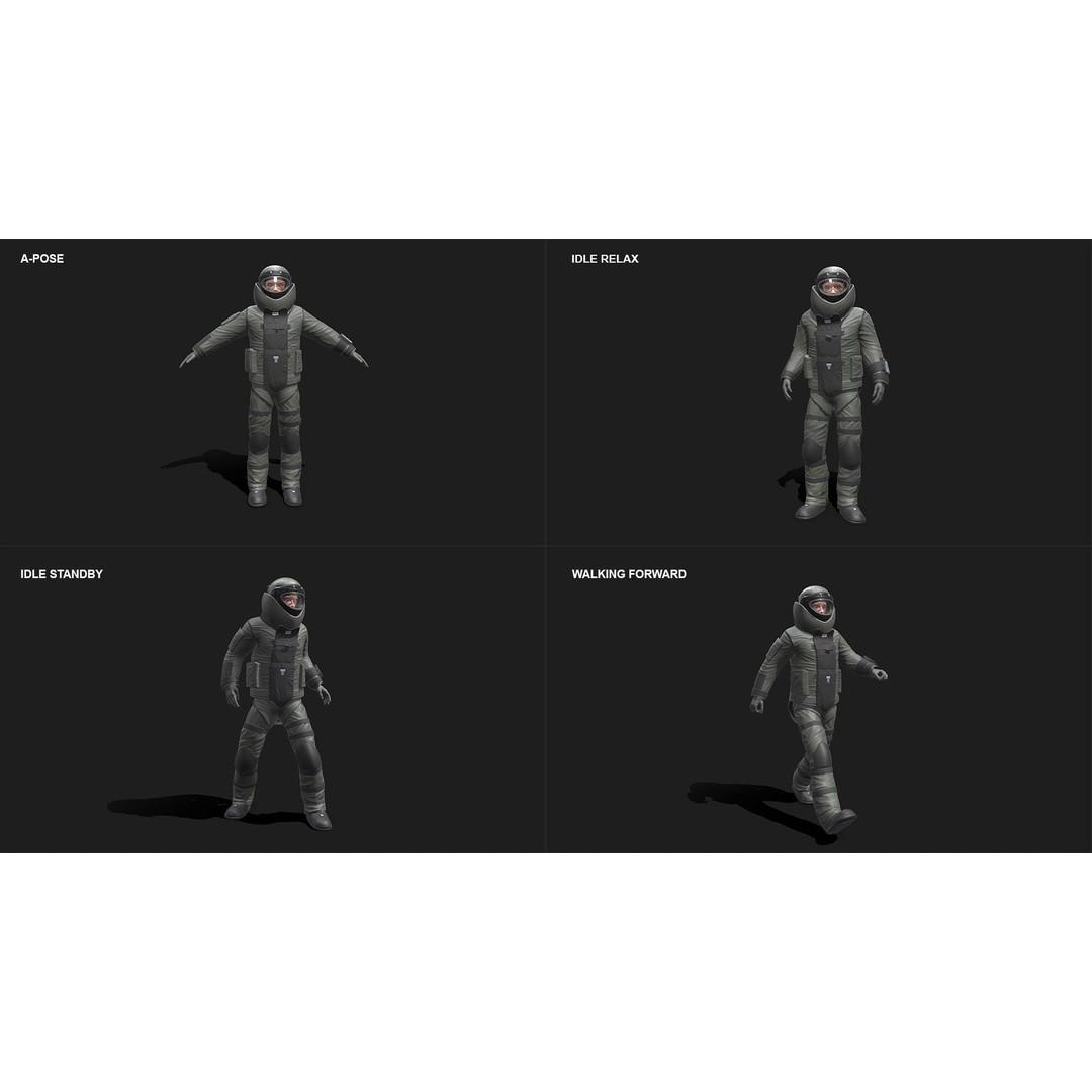 Bomb Suit EOD 3D Model – Low Poly Rigged Character with PBR Textures - View 24
