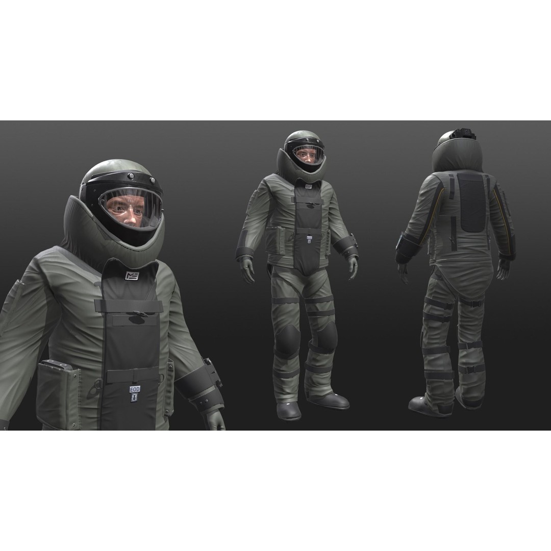 Bomb Suit EOD 3D Model – Low Poly Rigged Character with PBR Textures - View 5