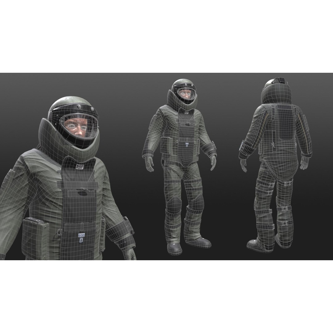 Bomb Suit EOD 3D Model – Low Poly Rigged Character with PBR Textures - View 6