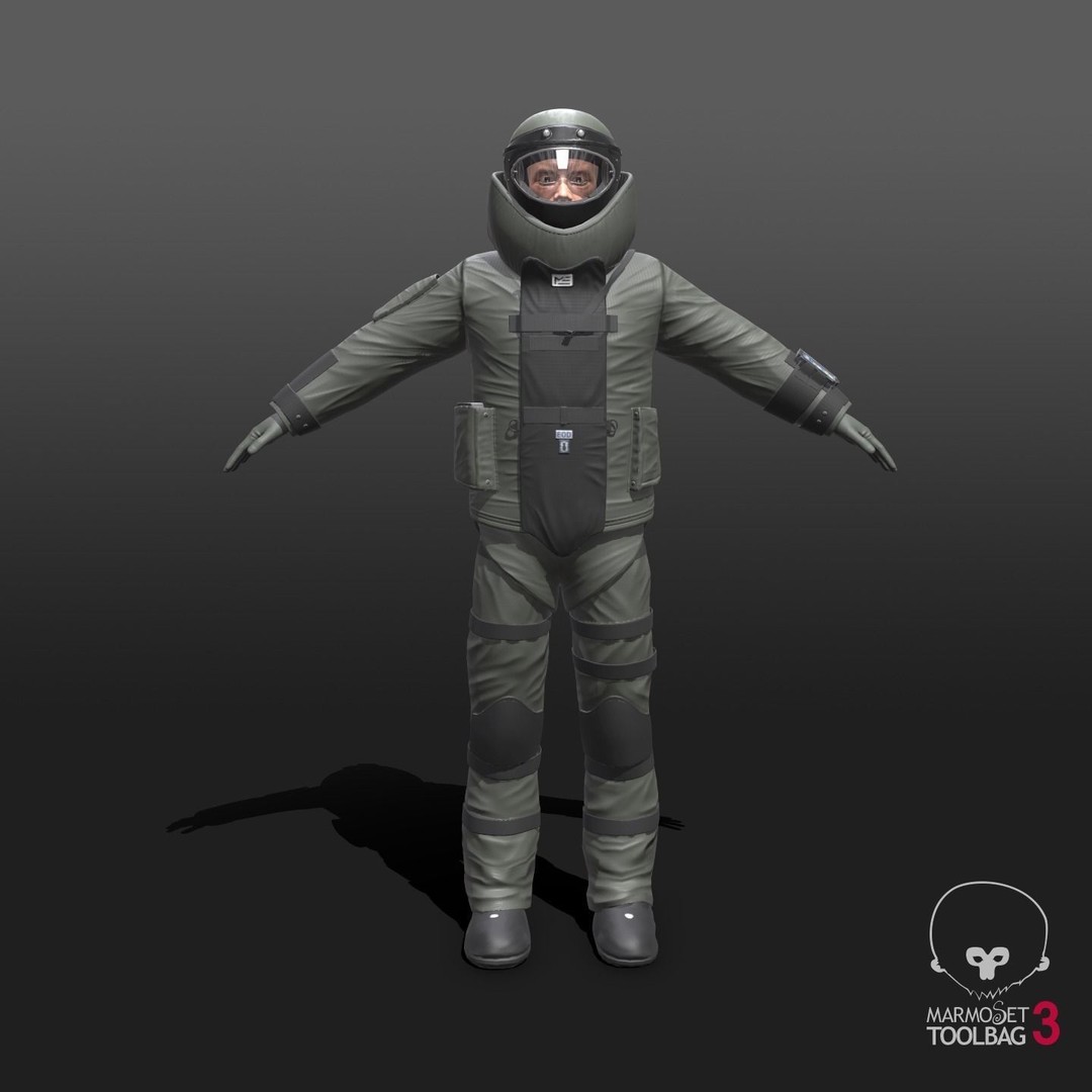 Bomb Suit EOD 3D Model – Low Poly Rigged Character with PBR Textures - View 9