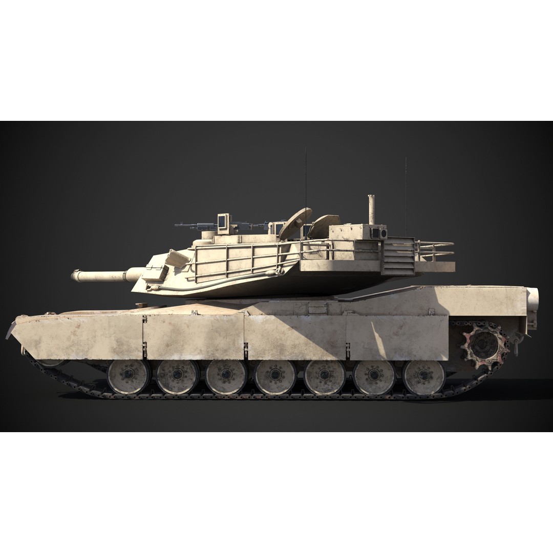 M1A2 Abrams 3D Model – Rigged Military Tank with PBR Textures - View 11
