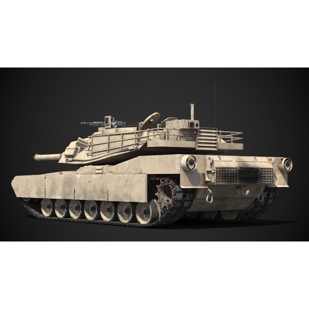 M1A2 Abrams 3D Model – Rigged Military Tank with PBR Textures - View 3