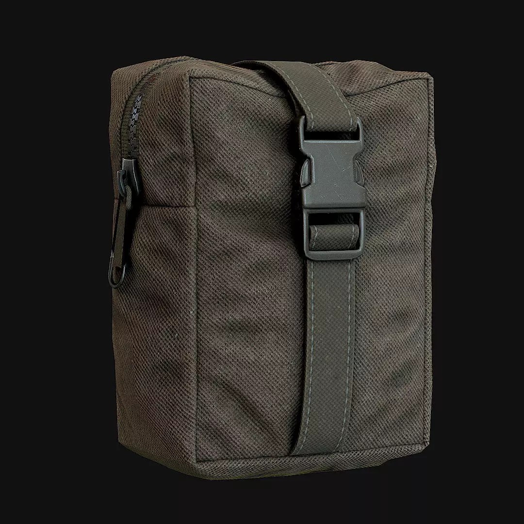 Pouches 3D Model – Low Poly Game Asset, FBX, PBR Textures - View 9