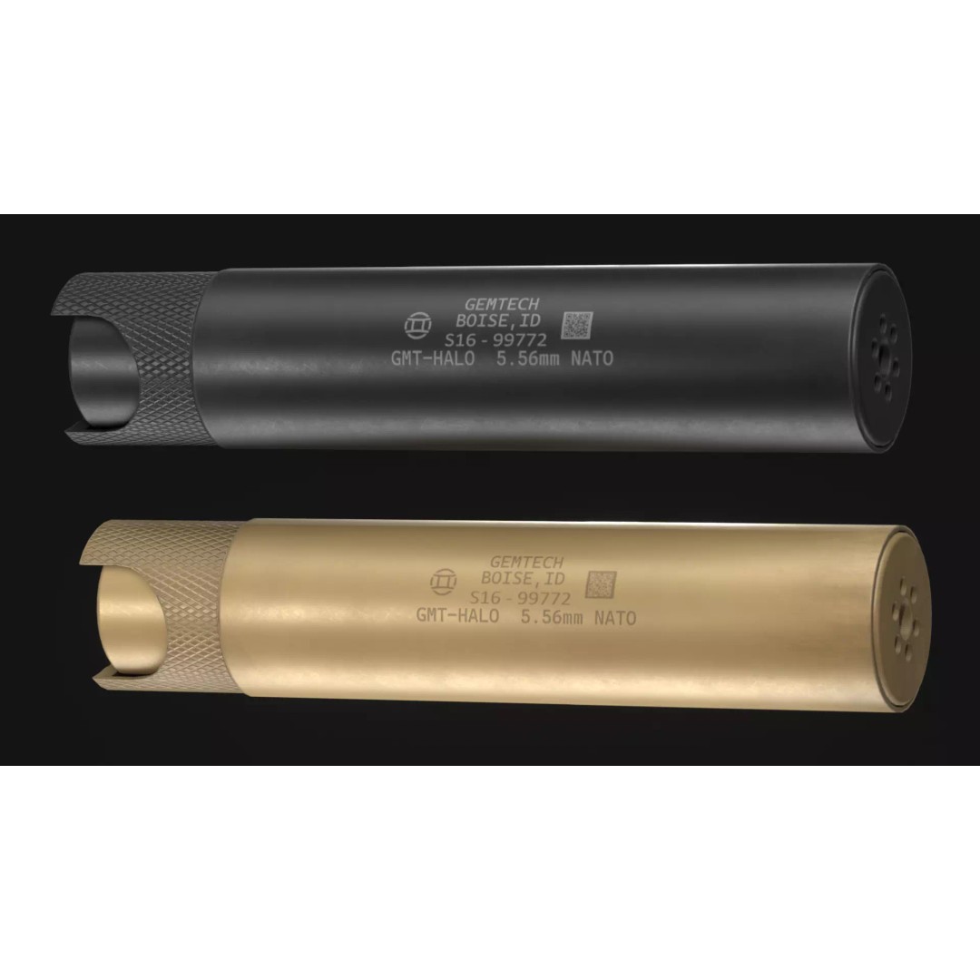 Gemtech HALO Suppressor 3D Model – Low Poly Game Asset, FBX, OBJ - View 2