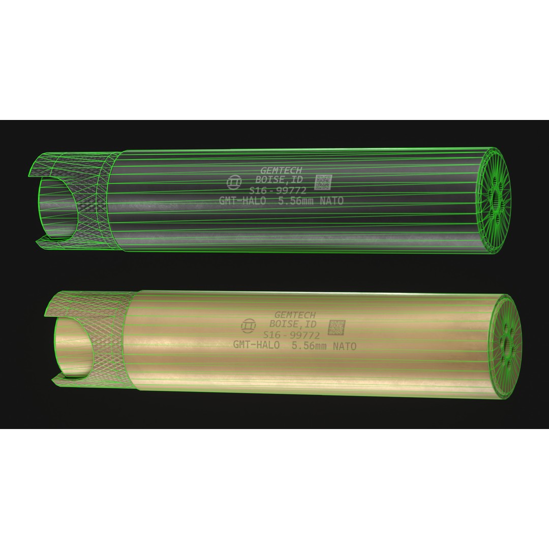 Gemtech HALO Suppressor 3D Model – Low Poly Game Asset, FBX, OBJ - View 4