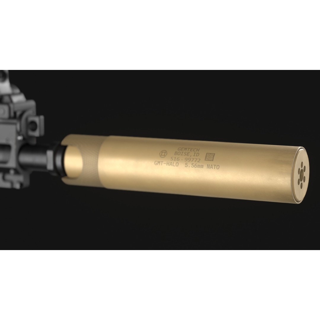 Gemtech HALO Suppressor 3D Model – Low Poly Game Asset, FBX, OBJ - View 7