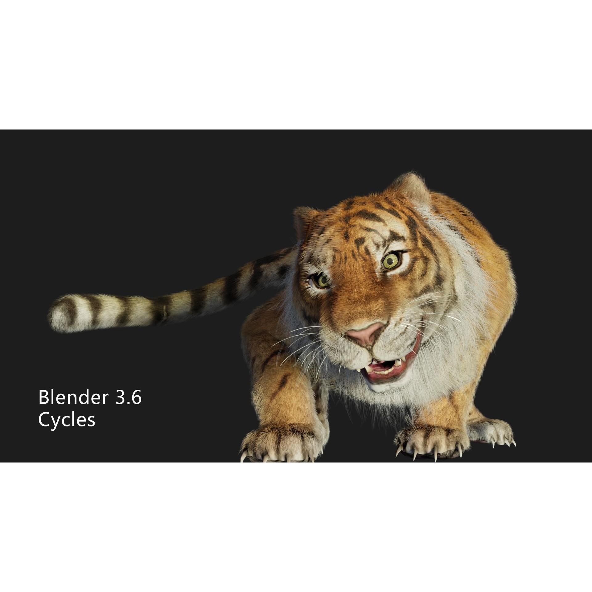 Rigged Tiger - Low-Poly Game-Ready 3D Model - View 4