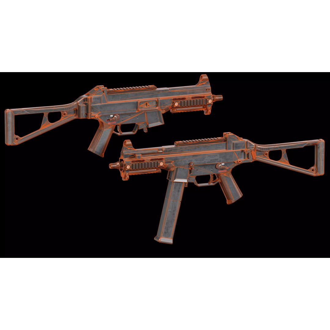 HK UMP 45 3D Model – Low Poly Game-Ready Submachine Gun, FBX, OBJ - View 20