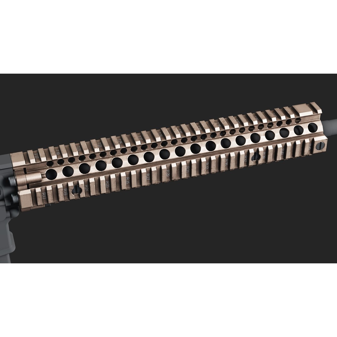 Daniel Defence MK18 RIS II Handguard 3D Model – Low Poly Game Asset, FBX - View 10