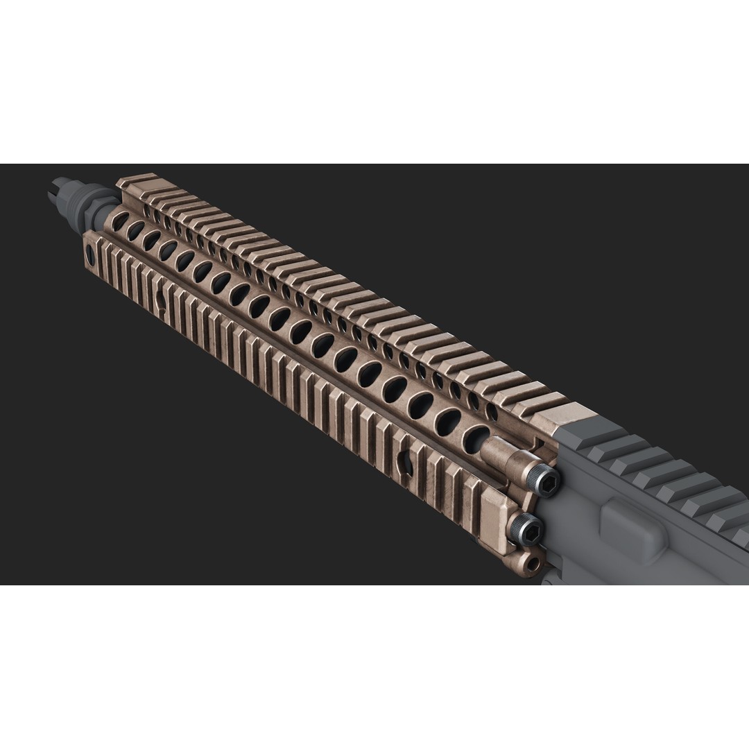 Daniel Defence MK18 RIS II Handguard 3D Model – Low Poly Game Asset, FBX - View 13