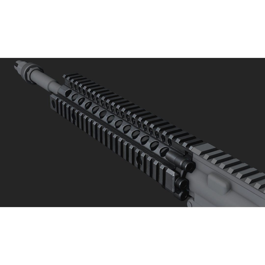 Daniel Defence MK18 RIS II Handguard 3D Model – Low Poly Game Asset, FBX - View 14