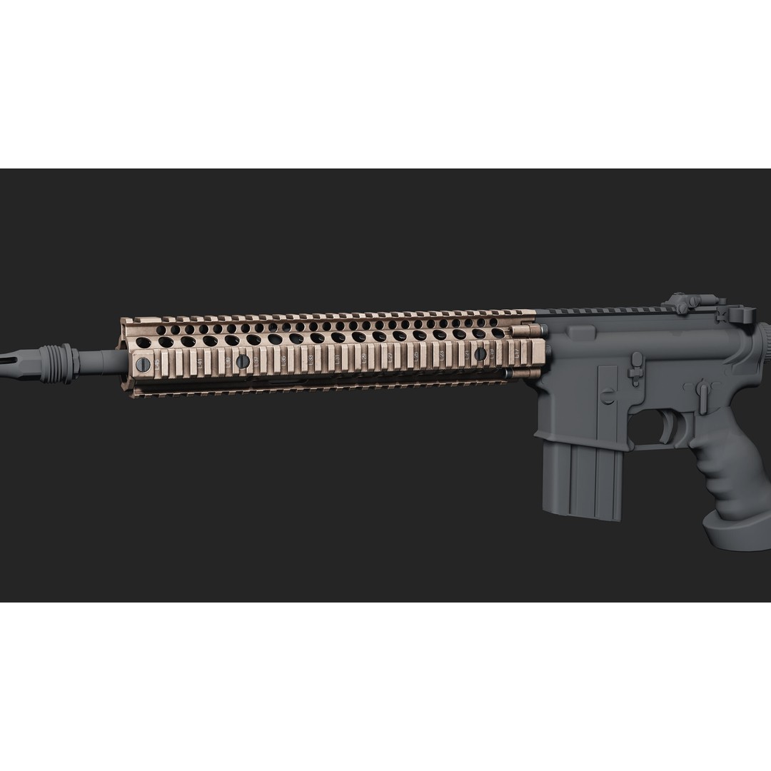 Daniel Defence MK18 RIS II Handguard 3D Model – Low Poly Game Asset, FBX - View 3