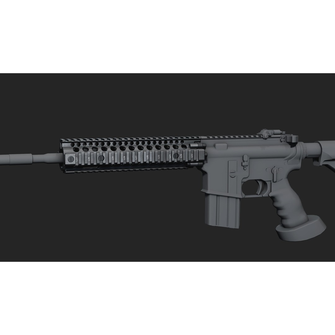 Daniel Defence MK18 RIS II Handguard 3D Model – Low Poly Game Asset, FBX - View 4