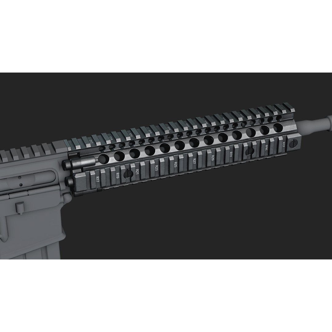 Daniel Defence MK18 RIS II Handguard 3D Model – Low Poly Game Asset, FBX - View 5