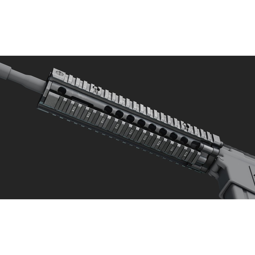 Daniel Defence MK18 RIS II Handguard 3D Model – Low Poly Game Asset, FBX - View 6