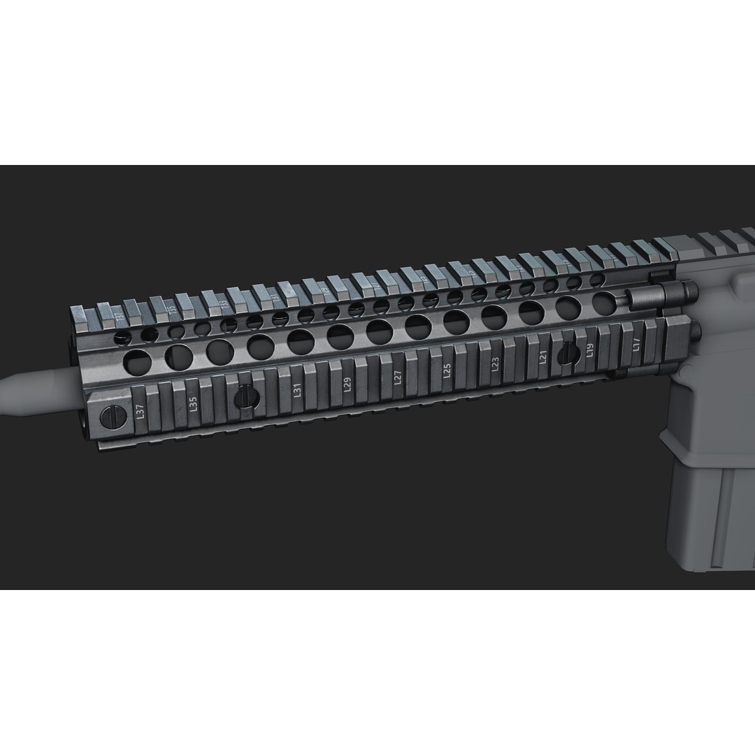 Daniel Defence MK18 RIS II Handguard 3D Model – Low Poly Game Asset, FBX - View 7