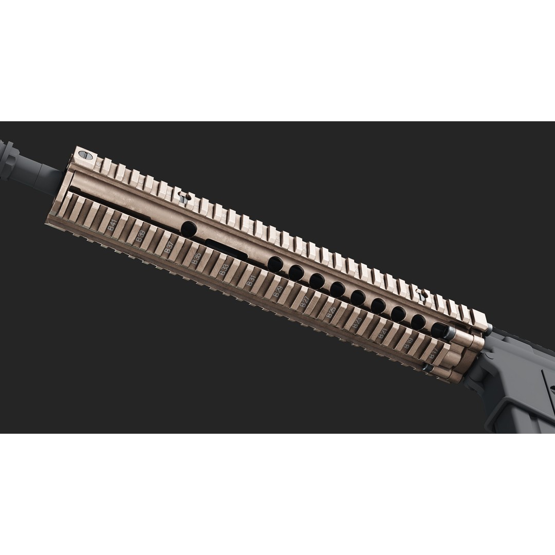Daniel Defence MK18 RIS II Handguard 3D Model – Low Poly Game Asset, FBX - View 8