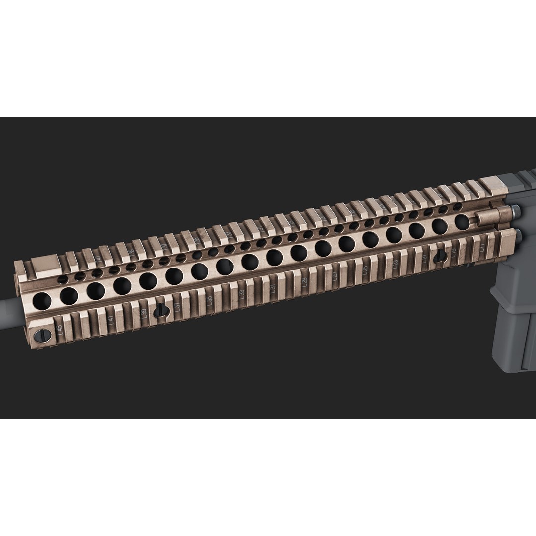 Daniel Defence MK18 RIS II Handguard 3D Model – Low Poly Game Asset, FBX - View 9