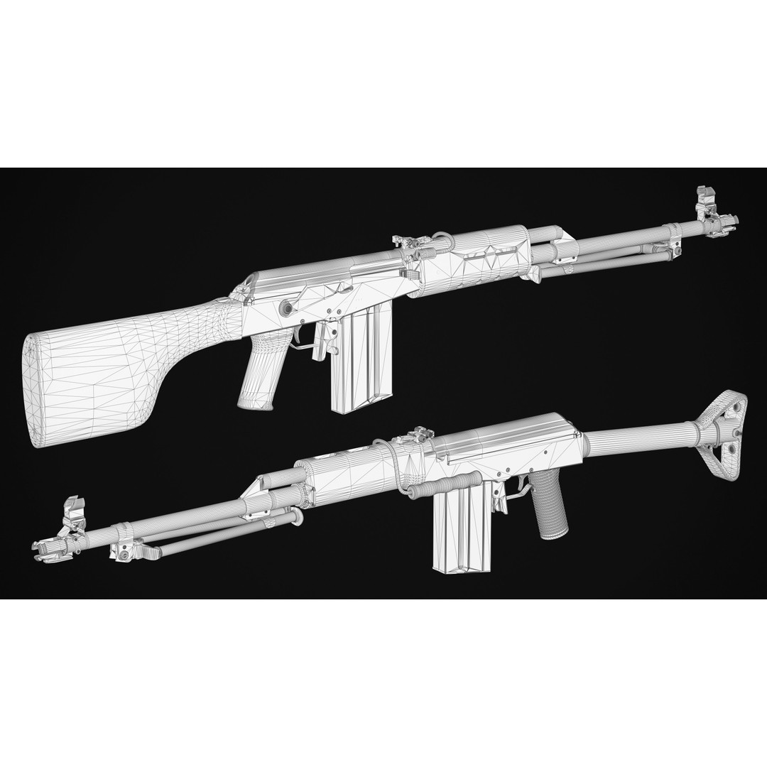Valmet M78 3D Model – Low Poly Military Rifle, FBX, Game Ready
