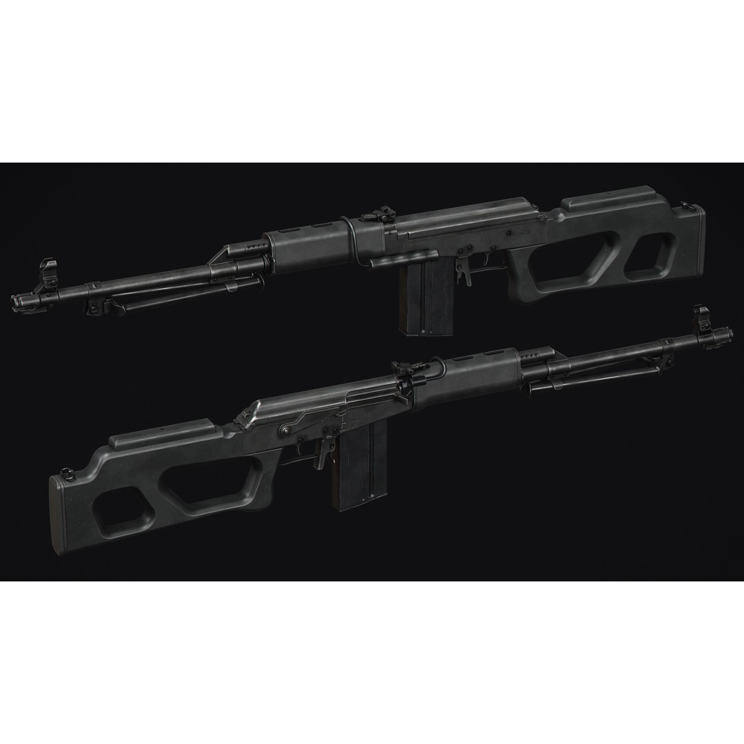 Valmet M78 3D Model – Low Poly Military Rifle, FBX, Game Ready - View 11