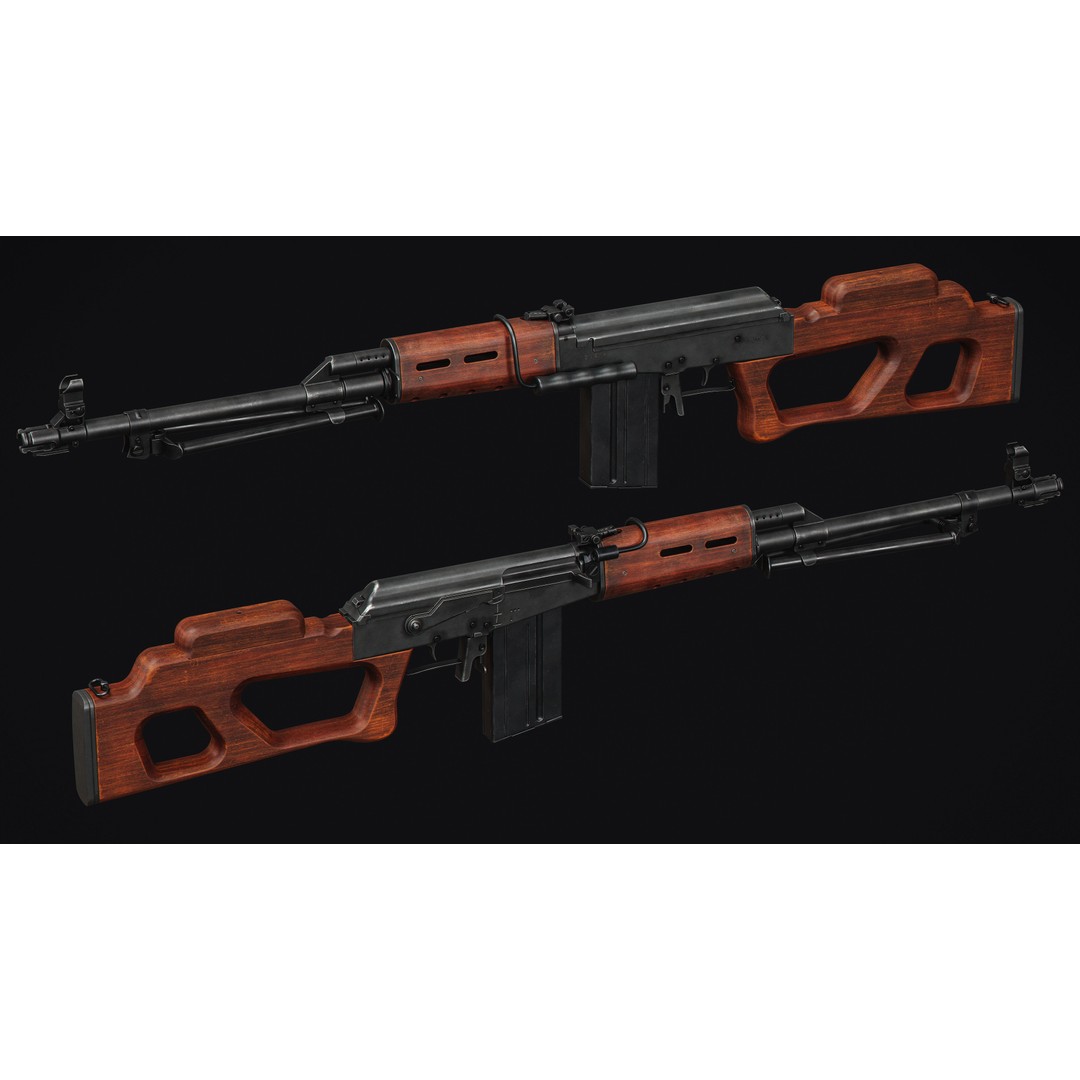 Valmet M78 3D Model – Low Poly Military Rifle, FBX, Game Ready - View 12