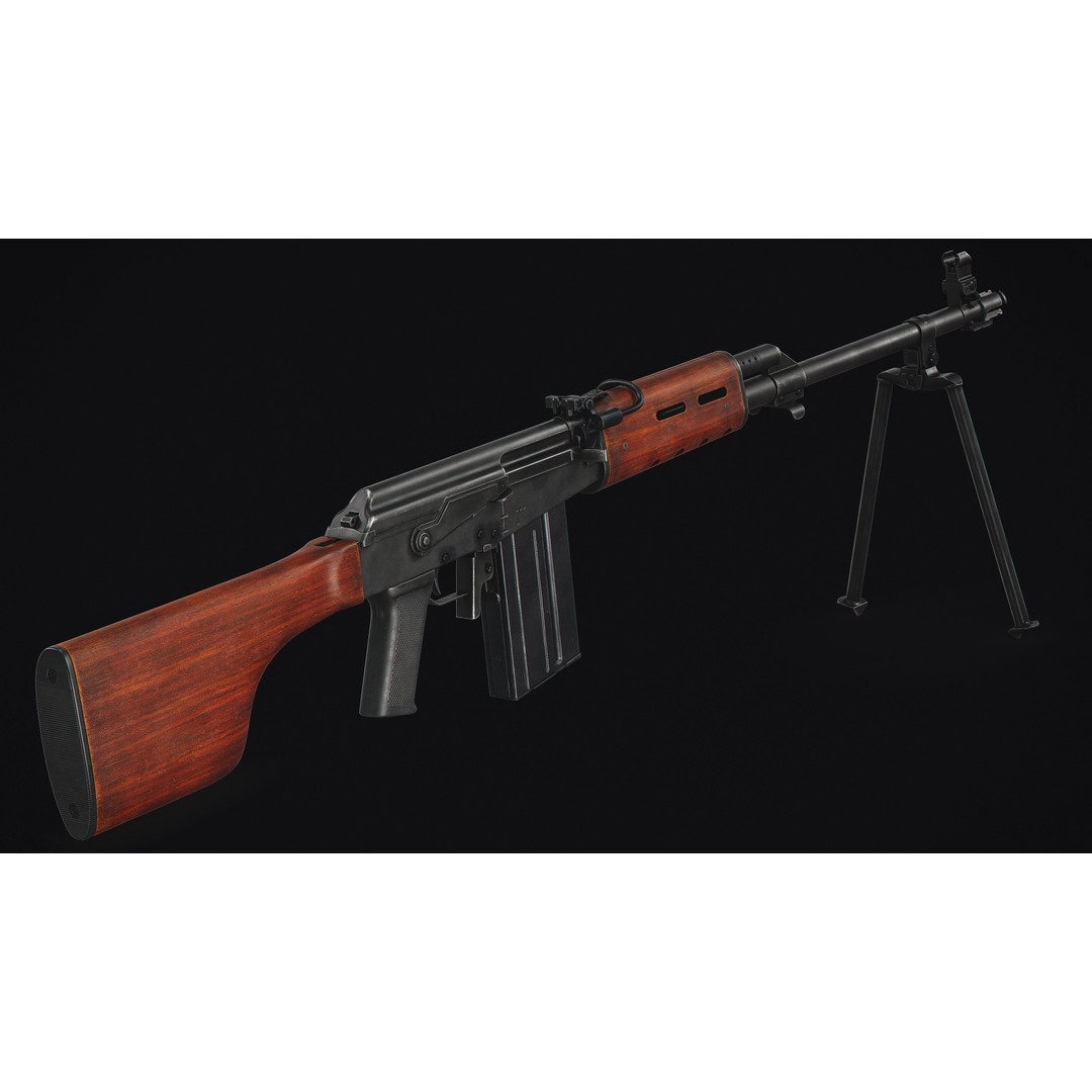 Valmet M78 3D Model – Low Poly Military Rifle, FBX, Game Ready - View 4