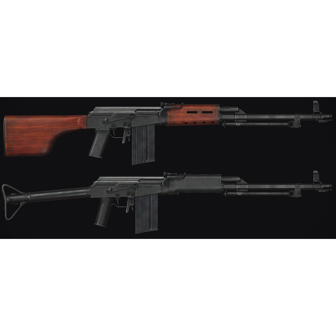 Valmet M78 3D Model – Low Poly Military Rifle, FBX, Game Ready - View 5