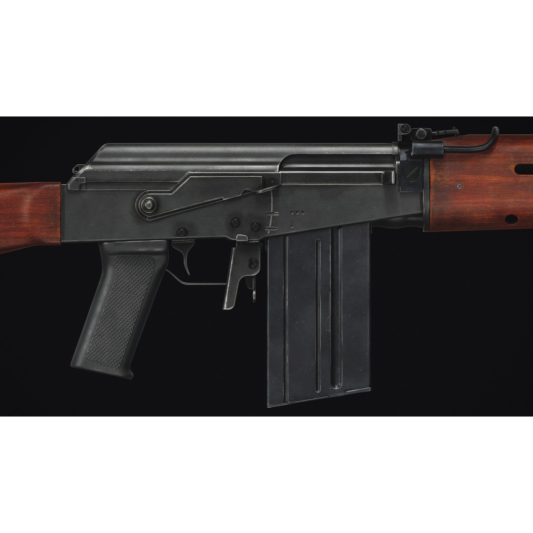 Valmet M78 3D Model – Low Poly Military Rifle, FBX, Game Ready - View 7