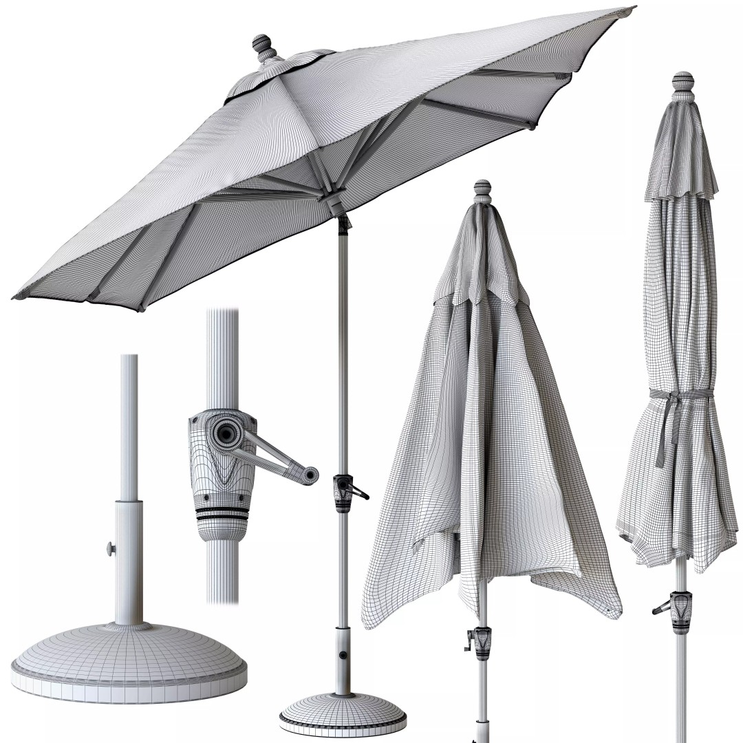 Rectangular Patio Umbrella 3D Model – Outdoor Furniture, PBR Textures, FBX