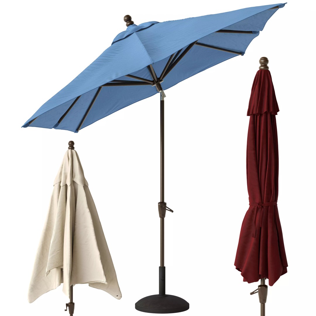 Rectangular Patio Umbrella 3D Model – Outdoor Furniture, PBR Textures, FBX - View 3