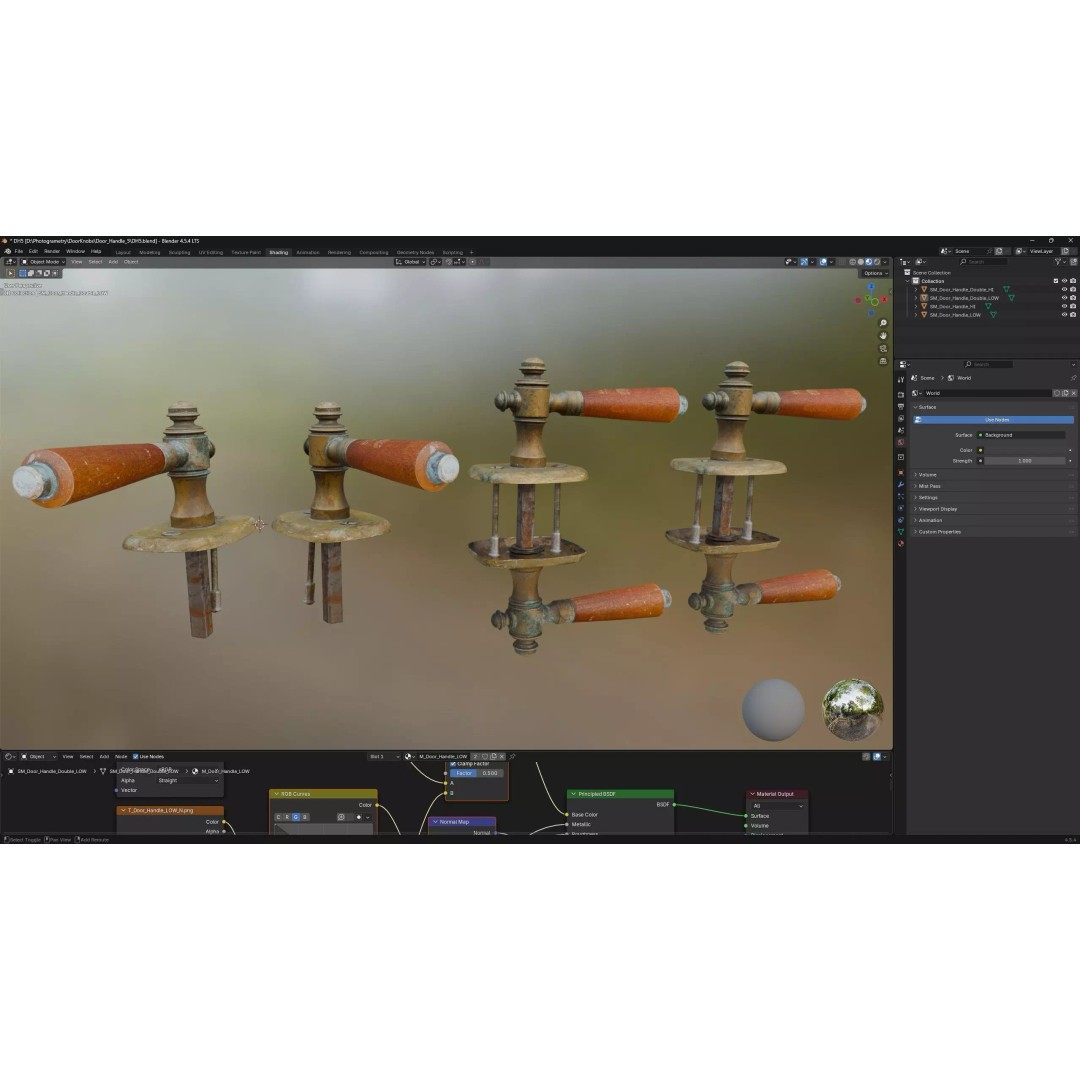 Old Door Handle 3D Model – Vintage Low Poly Game Asset, FBX - View 12
