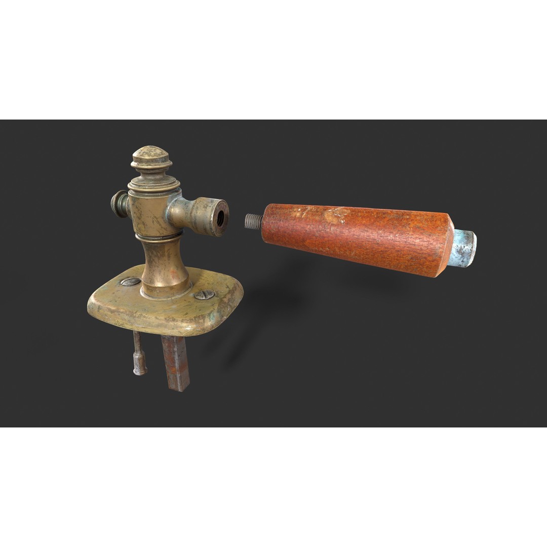 Old Door Handle 3D Model – Vintage Low Poly Game Asset, FBX - View 7