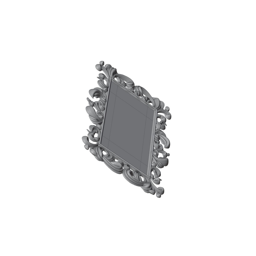 Antique Mirror Frame 3D Model – Luxury Vintage Design, PBR Textures, FBX