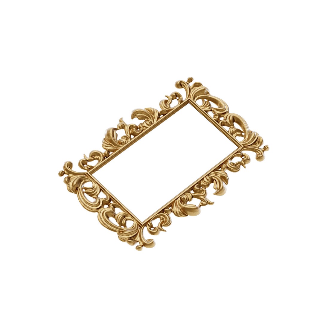 Antique Mirror Frame 3D Model – Luxury Vintage Design, PBR Textures, FBX - View 3